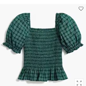 Plaid Smocked Top Women’s Size M